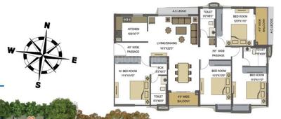 Image of 1950 Sq.ft 4 BHK Apartment / Flat for sale in Srijan Natura, New Alipore, Kolkata for Rs. 23100000