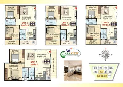 Image of 1095 Sq.ft 2 BHK Apartment / Flat for sale in AN Park View, Kumaraswamy Layout, Bengaluru for Rs. 8200000