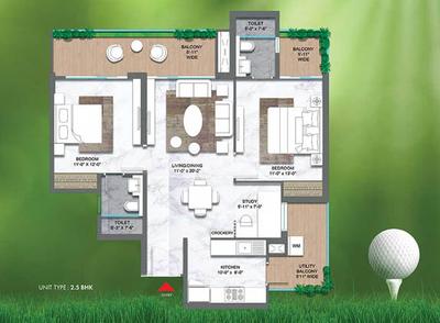 Floor Plan Image of 1630 Sq.ft 2.5 BHK Apartment / Flat for sale in M3M Golf Hills, Sector 79 Gurgaon for Rs. 23500000