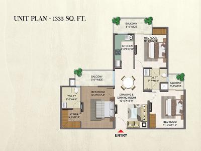 Image of 1335 Sq.ft 3 BHK Apartment / Flat for sale in Migsun Atharva , Raj Nagar Extension, Ghaziabad for Rs. 11000000