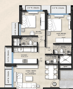 Floor Plan Image of 420 Sq.ft 1 BHK Apartment / Flat for sale in Aztec One Parel, Parel Mumbai for Rs. 15000000