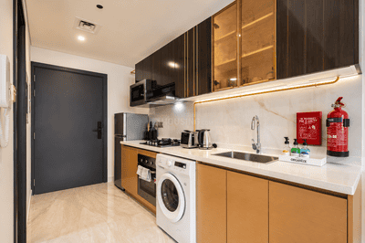 Kitchen Image of 407 Sq.ft 1 RK Apartment / Flat for sale in Jebel Ali Village Dubai for Rs. 18299835
