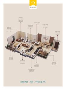Image of 980 Sq.ft 2 BHK Apartment / Flat for sale in Vighnaharta Life Canvas, Mamurdi, Pune for Rs. 5700000