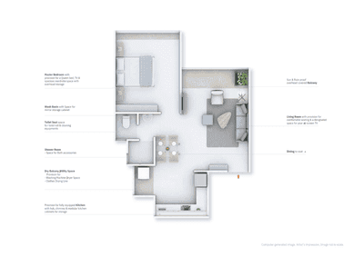 Image of 580 Sq.ft 1 BHK Apartment / Flat for sale in Skyi Songbirds , Bhugaon, Pune for Rs. 4900000
