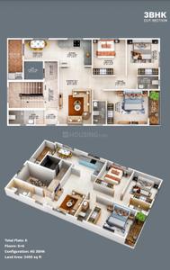 Floor Plan Image of 1550 Sq.ft 3 BHK Apartment / Flat for sale in Narendra Nagar Nagpur for Rs. 7600000