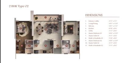 Image of 1228 Sq.ft 2 BHK Apartment / Flat for sale in Koregaon Park, Pune for Rs. 17500000
