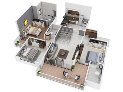 Image of 1150 Sq.ft 2 BHK Apartment / Flat for rent in Vishal Leela Heights, Wakad, Pune for Rs. 27000