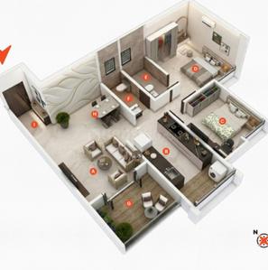 Image of 1287 Sq.ft 3 BHK Apartment / Flat for sale in Alliance Sarthak, Dhayari, Pune for Rs. 8500000