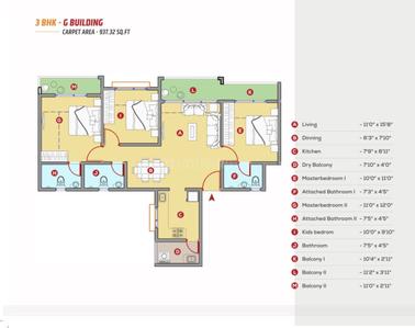Image of 1265 Sq.ft 3 BHK Apartment / Flat for sale in Sukhwani Skylines, Wakad, Pune for Rs. 11500000