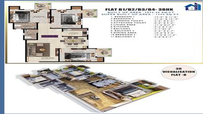 Image of 1228 Sq.ft 3 BHK Apartment / Flat for sale in Beltola, Guwahati for Rs. 8500000
