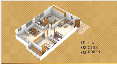 Image of 1450 Sq.ft 3 BHK Apartment / Flat for sale in Kaggadasapura, Bengaluru for Rs. 15500000