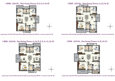 Image of 1715 Sq.ft 3 BHK Apartment / Flat for sale in Rajapushpa Provincia, Narsingi, Hyderabad for Rs. 18865000
