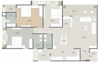 Floor Plan Image of 2376 Sq.ft 3 BHK Apartment / Flat for sale in PDPU Road Gandhinagar for Rs. 12818000