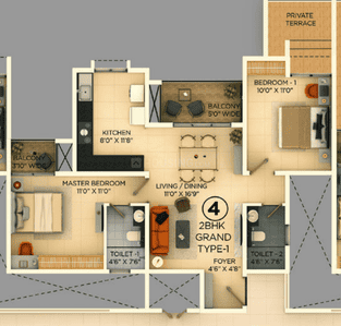 Image of 1057 Sq.ft 2 BHK Apartment / Flat for sale in Provident Ecopolitan, Gummanahalli, Bengaluru for Rs. 12100000