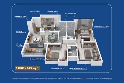 Image of 1308 Sq.ft 3 BHK Apartment / Flat for sale in Sukhwani Verde, Undri, Pune for Rs. 7600000