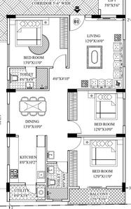 Image of 1460 Sq.ft 3 BHK Apartment / Flat for sale in Margondanahalli, Bengaluru for Rs. 7500000