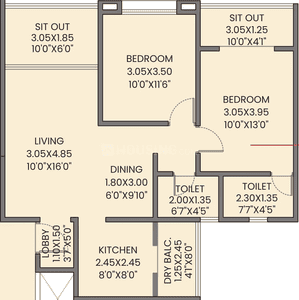 Image of 1089 Sq.ft 2 BHK Apartment / Flat for sale in Gulmohar Esteban, Mundhwa, Pune for Rs. 8000000