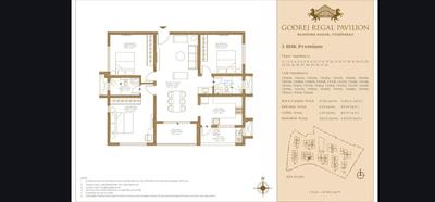 Floor Plan Image of 1679 Sq.ft 3 BHK Apartment / Flat for sale in Godrej Regal Pavilion, Rajendra Nagar Hyderabad for Rs. 17000000