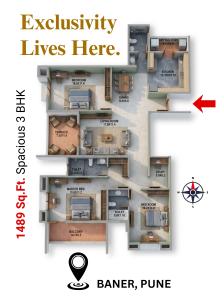 Image of 1794 Sq.ft 3 BHK Apartment / Flat for sale in Sarsan Nancy Hill View B 1, Baner, Pune for Rs. 17500000