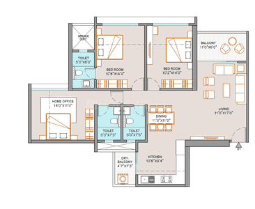 Image of 1595 Sq.ft 3 BHK Apartment / Flat for sale in Tejelevia Building D And Tejone Baner, Baner, Pune for Rs. 19528295