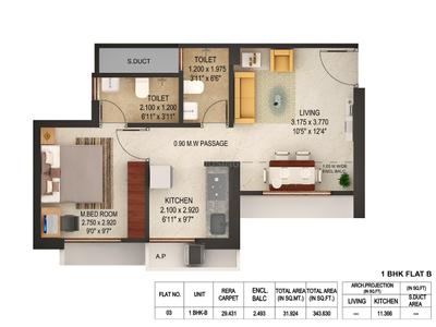 Image of 510 Sq.ft 1 BHK Apartment / Flat for sale in Puraniks Magnificent Bali, Thane West, Thane for Rs. 4500000
