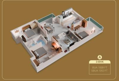 Image of 692 Sq.ft 2 BHK Apartment / Flat for sale in Alliance Skybrook Residences, Hatigaon, Guwahati for Rs. 4700000