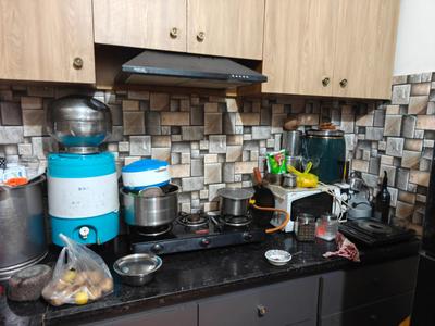 Kitchen Image of 550 Sq.ft 1.5 BHK Builder Floor for rent in Tilak Nagar Indore for Rs. 22000