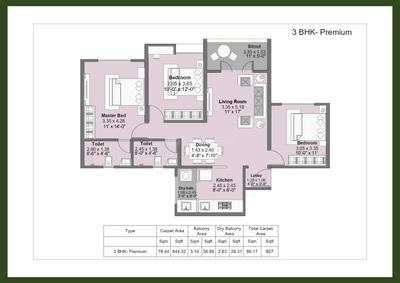 Image of 1499 Sq.ft 3 BHK Apartment / Flat for sale in Kohinoor Famville, Maan, Pune for Rs. 11900000