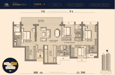 Image of 2350 Sq.ft 4 BHK Apartment / Flat for sale in Aanya Crystal Antras, Thane West, Thane for Rs. 50000000