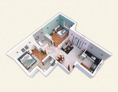 Floor Plan Image of 804 Sq.ft 2 BHK Apartment / Flat for sale in Kundrathur Chennai for Rs. 4502400