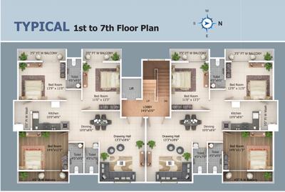 Image of 1680 Sq.ft 3 BHK Apartment / Flat for sale in Besa, Nagpur for Rs. 7500000