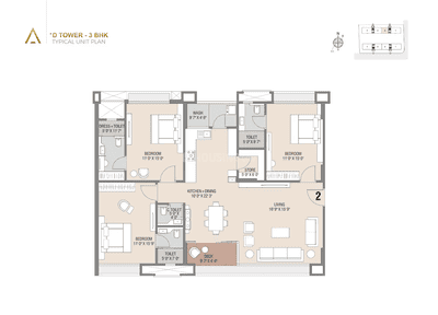 Image of 2440 Sq.ft 3 BHK Apartment / Flat for sale in Pal, Surat for Rs. 13554200