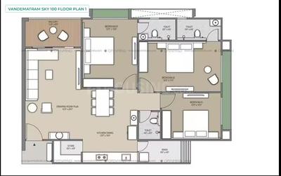 Image of 2430 Sq.ft 3 BHK Apartment / Flat for sale in Vandematram Sky 100, Thaltej, Ahmedabad for Rs. 17500000