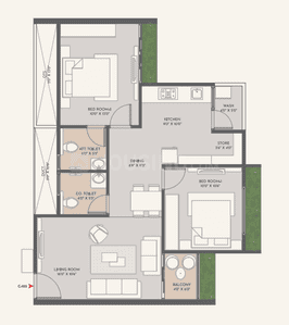 Image of 1368 Sq.ft 2 BHK Apartment / Flat for sale in Tragad, Ahmedabad for Rs. 6500000