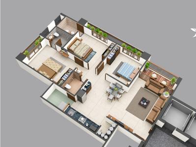 Image of 1845 Sq.ft 3 BHK Apartment / Flat for sale in Divyajyot Sarang Sky, Vaishno Devi Circle, Ahmedabad for Rs. 8775000
