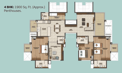 Floor Plan Image of 1080 Sq.ft 2 BHK Apartment / Flat for sale in Puravankara Silversands, Mundhwa Pune for Rs. 8500000