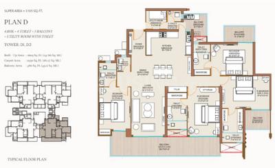 Image of 3195 Sq.ft 4 BHK Apartment / Flat for sale in Ivory County, Sector 115, Noida for Rs. 49522500