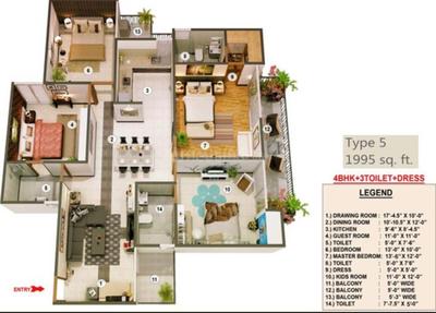 Image of 1475 Sq.ft 3 BHK Apartment / Flat for sale in MR Officer City 1, Raj Nagar Extension, Ghaziabad for Rs. 9500000