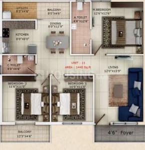 Image of 1350 Sq.ft 3 BHK Apartment / Flat for sale in Sri Orion Heights, Kodathi, Bengaluru for Rs. 14294840