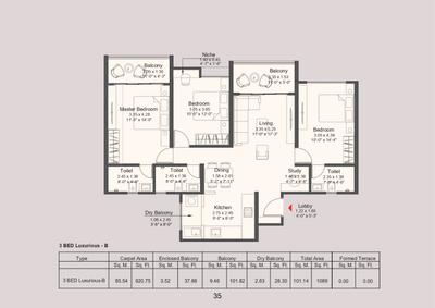 Image of 1524 Sq.ft 3 BHK Apartment / Flat for sale in Hinjawadi, Pune for Rs. 12800000