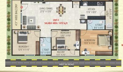 Image of 1400 Sq.ft 3 BHK Apartment / Flat for sale in Doddakallasandra, Bengaluru for Rs. 8400000