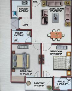 Image of 900 Sq.ft 2 BHK Apartment / Flat for sale in Uattardhona, Lucknow for Rs. 3400000