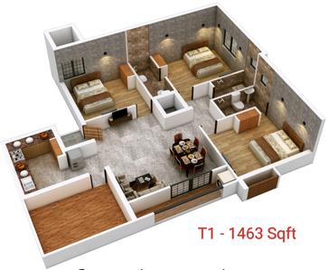 BHK 1463 Sqft Flat for sale at Selaiyur, Chennai South