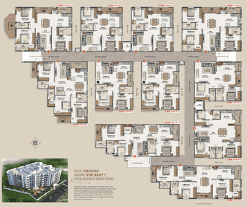 Image of 1755 Sq.ft 3 BHK Apartment / Flat for sale in Ameenpur, Sangareddy for Rs. 8840000