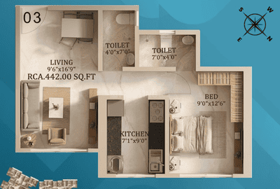 Image of 710 Sq.ft 1 BHK Apartment / Flat for sale in Pramanik Walchand Park View, Mira Road East, Mira Bhayandar for Rs. 7175000