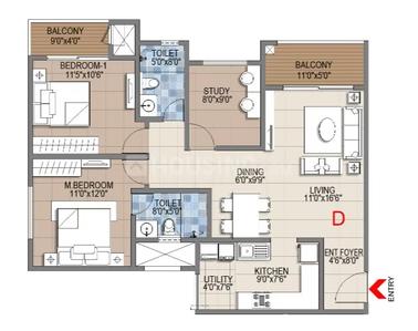 Image of 1500 Sq.ft 3 BHK Apartment / Flat for sale in Sattva Songbird PH 2, Aavalahalli, Bengaluru for Rs. 19900000