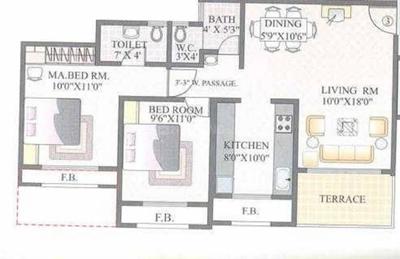 Image of 1150 Sq.ft 2 BHK Apartment / Flat for sale in Madhav Sankalp, Kalyan West, Kalyan for Rs. 8900000