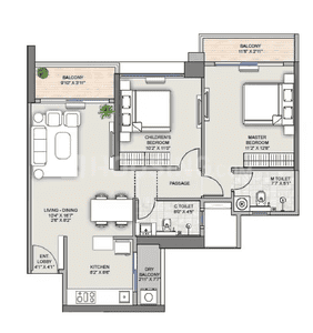 Image of 1417 Sq.ft 3 BHK Apartment / Flat for sale in Supreme Rivana Ph I, Punawale, Pune for Rs. 12500000