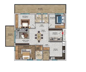 Image of 2075 Sq.ft 3 BHK Apartment / Flat for sale in Skylark 1, Kollur, Hyderabad for Rs. 12450000