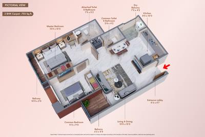 Image of 1000 Sq.ft 3 BHK Apartment / Flat for sale in Apex Vedantaa, Moshi, Pune for Rs. 7500000